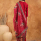 Janasya Dark Chanderi Yoke Embroidery Straight Kurta Set | Swadesiicart