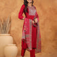 Janasya Dark Chanderi Yoke Embroidery Straight Kurta Set | Swadesiicart
