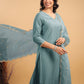 Janasya Light Chanderi Solid Straight Kurta Set | Swadesiicart