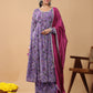 Janasya Bright Georgette Floral A-Line Kurta Set | Swadesiicart