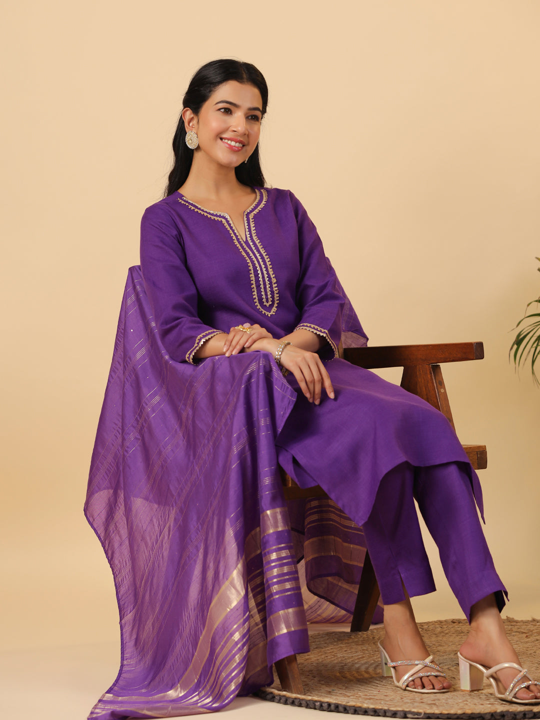 Janasya Bright Cotton Blend Solid Straight Kurta Set | Swadesiicart