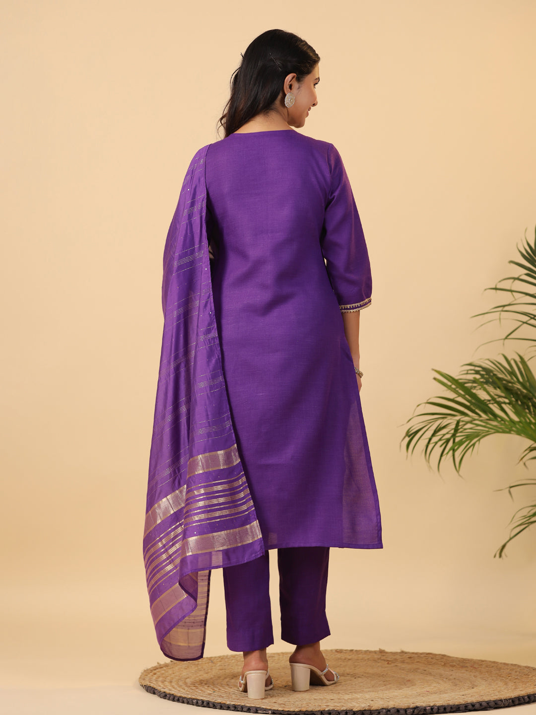 Janasya Bright Cotton Blend Solid Straight Kurta Set | Swadesiicart