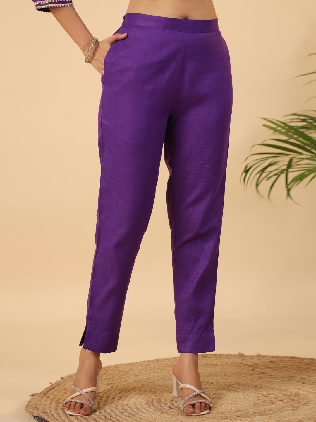 Janasya Bright Cotton Blend Solid Straight Kurta Set | Swadesiicart