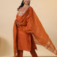 Janasya Dark Cotton Blend Yoke Embroidery Straight Kurta Set | Swadesiicart