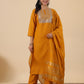 Janasya Bright Cotton Blend Yoke Embroidery Straight Kurta Set | Swadesiicart