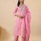 Janasya Light Cotton Blend Embroidered Straight Kurta Set | Swadesiicart