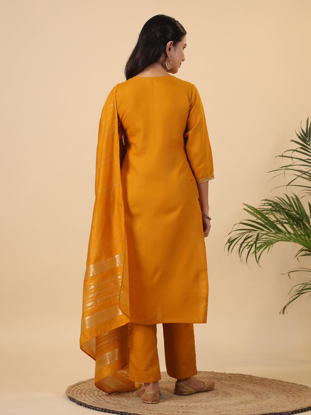 Janasya Bright Cotton Blend Solid Straight Kurta Set | Swadesiicart