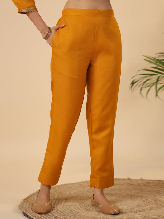 Janasya Bright Cotton Blend Solid Straight Kurta Set | Swadesiicart