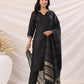 Janasya Dark Cotton Blend Solid Straight Kurta Set | Swadesiicart