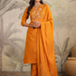 Janasya Bright Cotton Blend Yoke Embroidery Straight Kurta Set | Swadesiicart