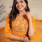 Janasya Bright Cotton Blend Yoke Embroidery Straight Kurta Set | Swadesiicart