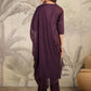 Janasya Dark Cotton Blend Yoke Embroidery Straight Kurta Set | Swadesiicart