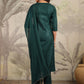 Janasya Dark Cotton Blend Yoke Embroidery Straight Kurta Set | Swadesiicart