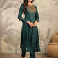 Janasya Dark Cotton Blend Yoke Embroidery Straight Kurta Set | Swadesiicart