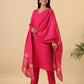 Janasya Bright Cotton Blend Solid Straight Kurta Set | Swadesiicart