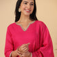 Janasya Bright Cotton Blend Solid Straight Kurta Set | Swadesiicart
