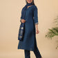 Janasya Dark Cotton Blend Solid Straight Kurta Set | Swadesiicart