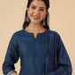 Janasya Dark Cotton Blend Solid Straight Kurta Set | Swadesiicart