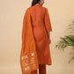 Janasya Dark Cotton Blend Yoke Design Straight Kurta Set | Swadesiicart