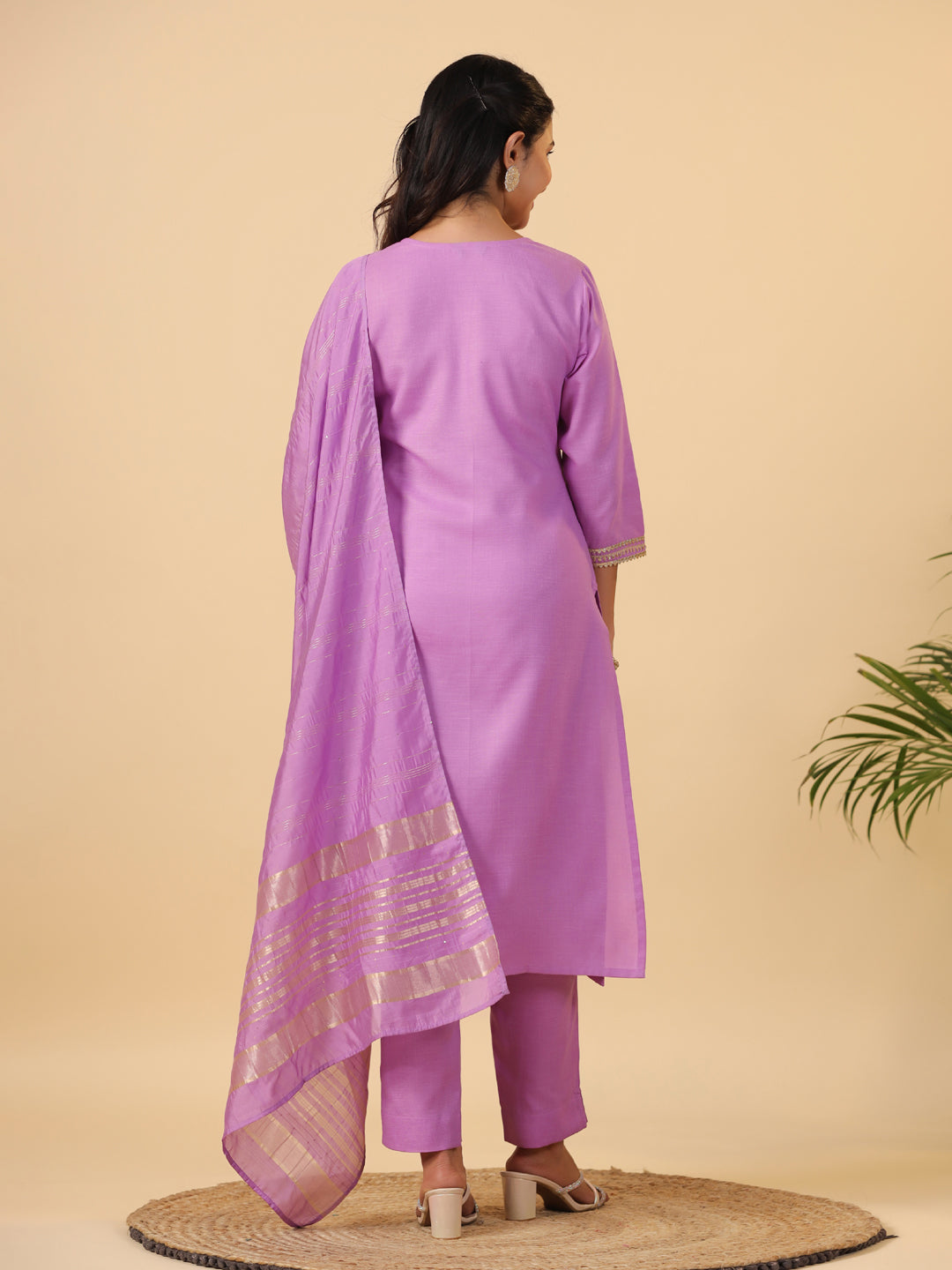 Janasya Light Cotton Blend Solid Straight Kurta Set | Swadesiicart