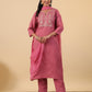 Janasya Light Cotton Blend Yoke Embroidery Straight Kurta Set | Swadesiicart