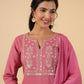 Janasya Light Cotton Blend Yoke Embroidery Straight Kurta Set | Swadesiicart