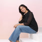 Janasya Dark Dobby Chiffon Solid Regular Top | Swadesiicart