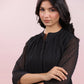 Janasya Dark Dobby Chiffon Solid Regular Top | Swadesiicart