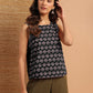 Janasya Dark Cotton Floral Regular Top | Swadesiicart