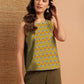 Janasya Dark Cotton Floral Straight Top | Swadesiicart