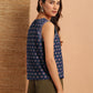 Janasya Dark Cotton Floral Straight Top | Swadesiicart