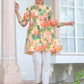 Janasya Bright Cotton Floral A-Line Tunic | Swadesiicart