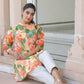 Janasya Bright Cotton Floral A-Line Tunic | Swadesiicart