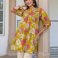 Janasya Bright Cotton Floral A-Line Tunic | Swadesiicart