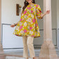 Janasya Bright Cotton Floral A-Line Tunic | Swadesiicart