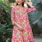 Janasya Bright Cotton Floral A-Line Tunic | Swadesiicart