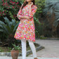 Janasya Bright Cotton Floral A-Line Tunic | Swadesiicart