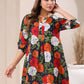 Janasya Bright Cotton Floral A-Line Tunic | Swadesiicart