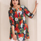 Janasya Bright Cotton Floral A-Line Tunic | Swadesiicart