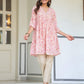 Janasya Light Georgette Floral Gathering Tunic | Swadesiicart