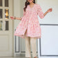 Janasya Light Georgette Floral Gathering Tunic | Swadesiicart