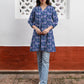 Janasya Dark Georgette Floral A-Line Tunic | Swadesiicart