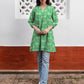Janasya Dark Georgette Floral A-Line Tunic | Swadesiicart