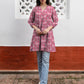 Janasya Dark Georgette Floral A-Line Tunic | Swadesiicart