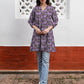 Janasya Dark Georgette Floral A-Line Tunic | Swadesiicart