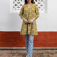 Janasya Dark Georgette Floral A-Line Tunic | Swadesiicart