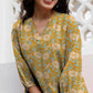 Janasya Dark Georgette Floral A-Line Tunic | Swadesiicart