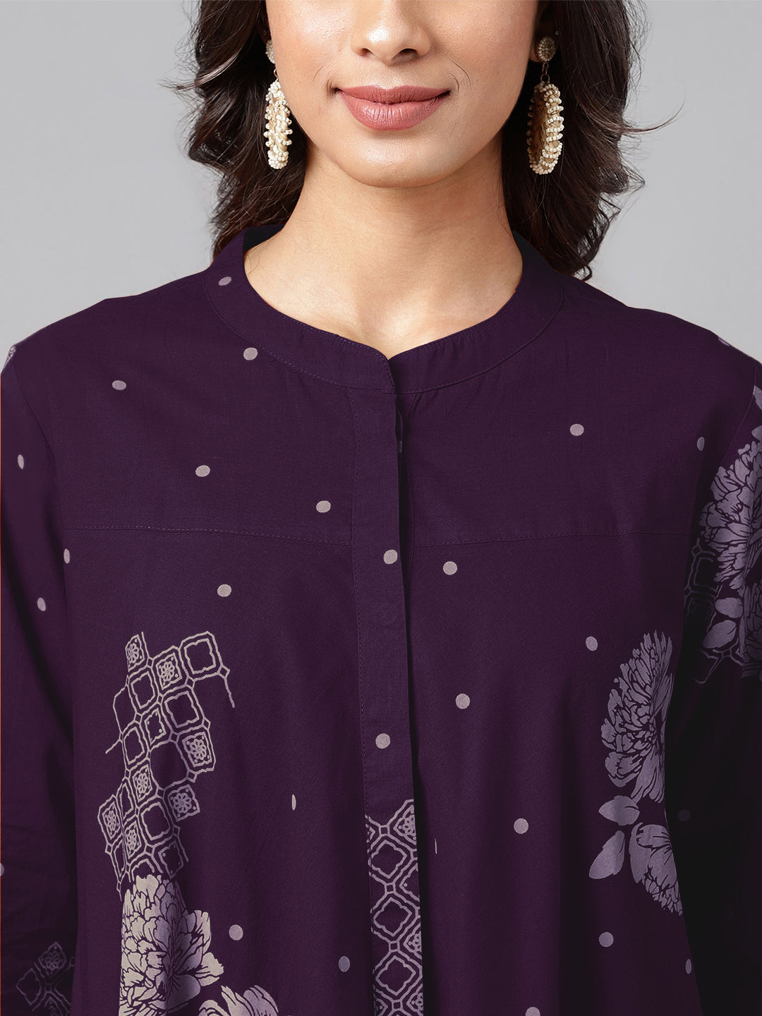 Janasya Bright Cotton Floral A-Line Tunic | Swadesiicart