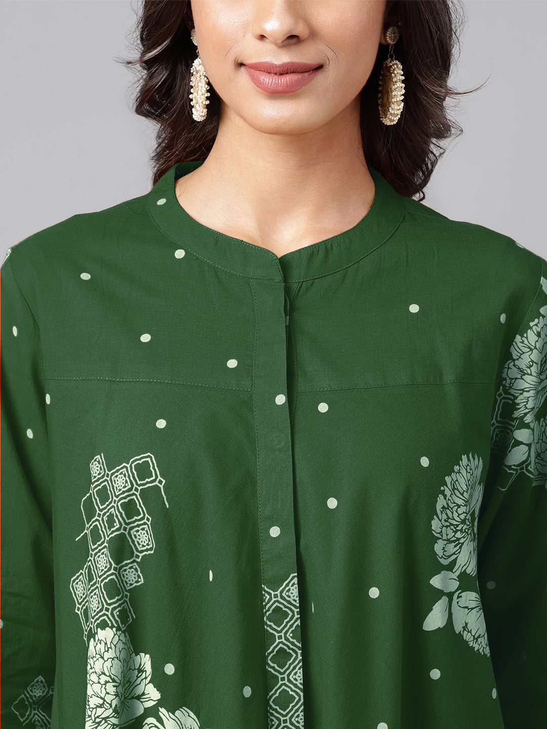 Janasya Bright Cotton Floral Flared Tunic | Swadesiicart