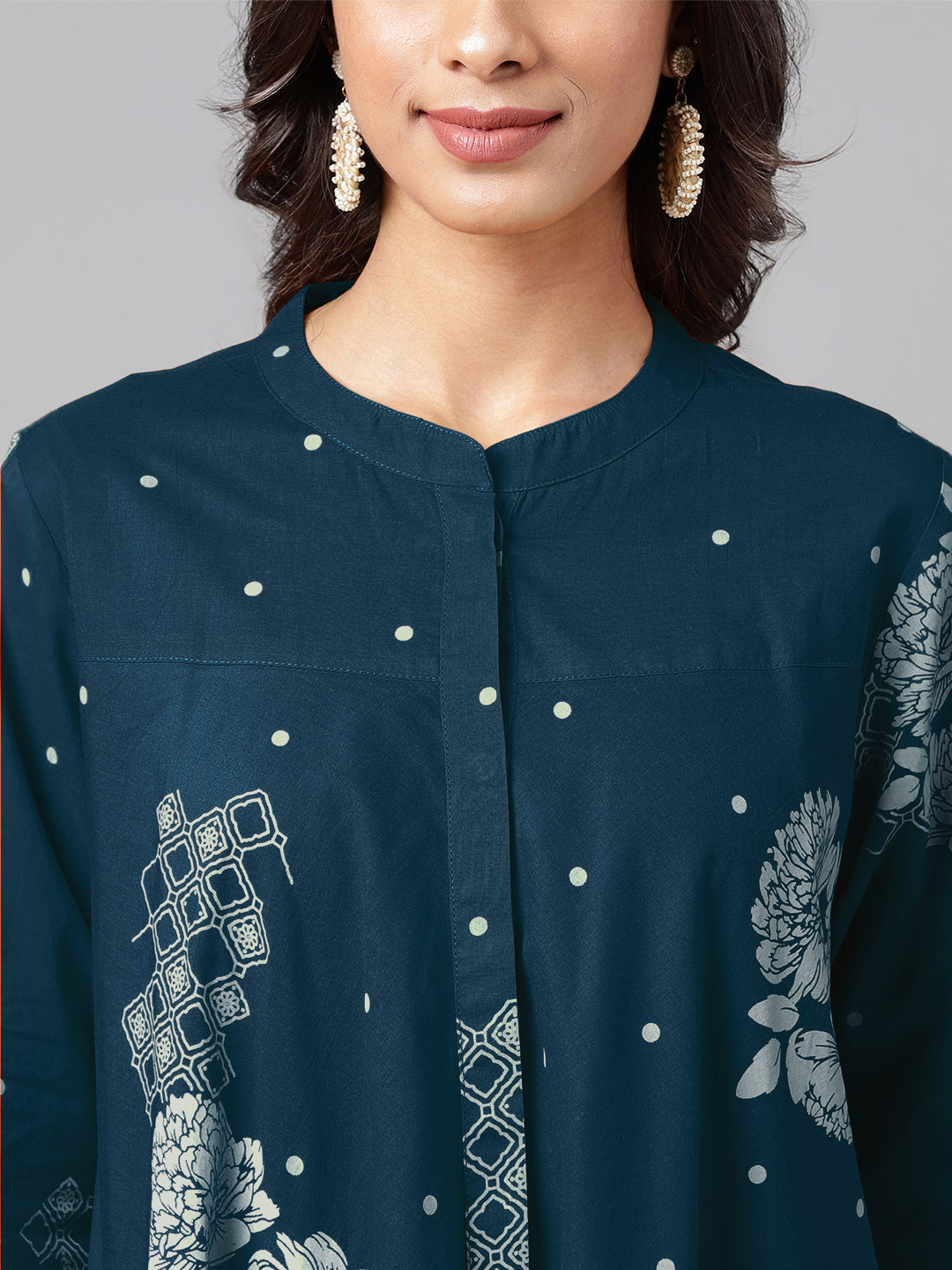 Janasya Bright Cotton Floral Flared Tunic | Swadesiicart